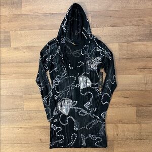 Y2K Christian Audigier Size Small Mini Dress Deadstock Rhinestones Diamonds NWT